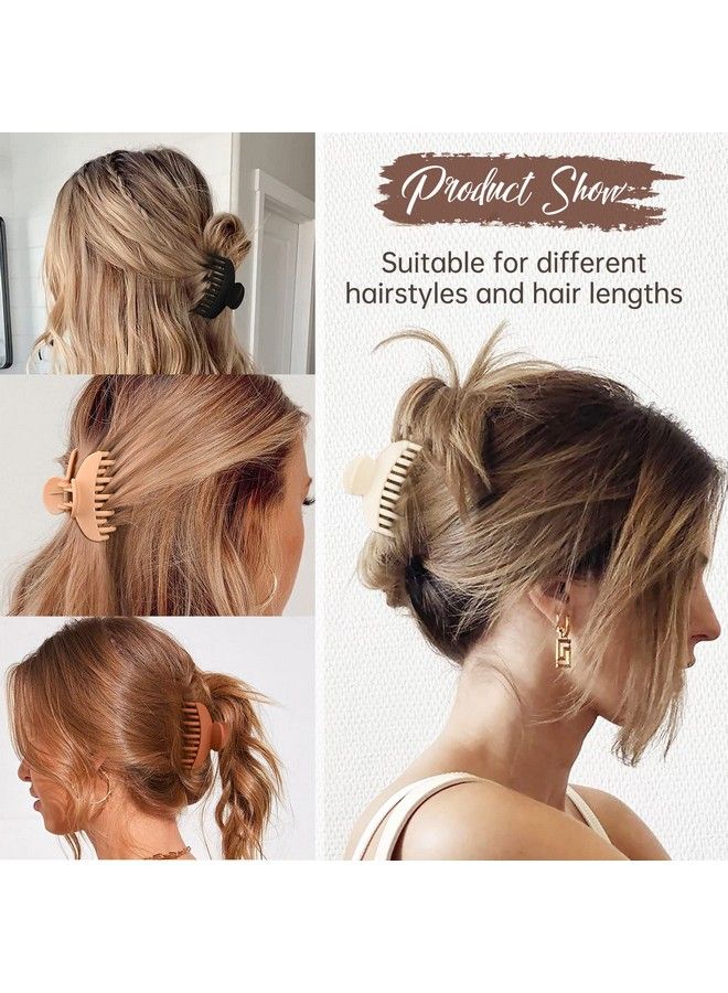 DEEKA 4 Pcs Double Row Teeth Hair Claw Clips 2.5" Medium Hair Clips For Thin Hair Small Matte Clips Short Fine Hair Accessories For Women And Girls Black Brown - Image 4
