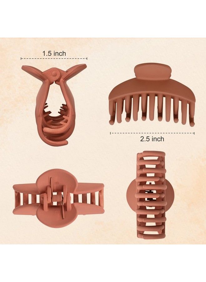 DEEKA 4 Pcs Double Row Teeth Hair Claw Clips 2.5" Medium Hair Clips For Thin Hair Small Matte Clips Short Fine Hair Accessories For Women And Girls Black Brown - Image 5