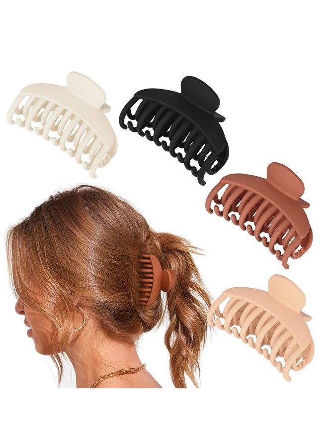 DEEKA 4 Pcs Double Row Teeth Hair Claw Clips 2.5" Medium Hair Clips For Thin Hair Small Matte Clips Short Fine Hair Accessories For Women And Girls Black Brown - Image 2