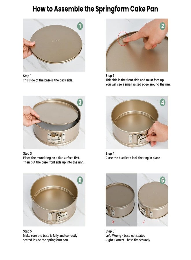 Bakeley 10 Inch Springform Pan, Non-Stick 10 Springform Pan with Removable Bottom, Carbon Steel, Cheesecake (Champagne Gold) - Image 2