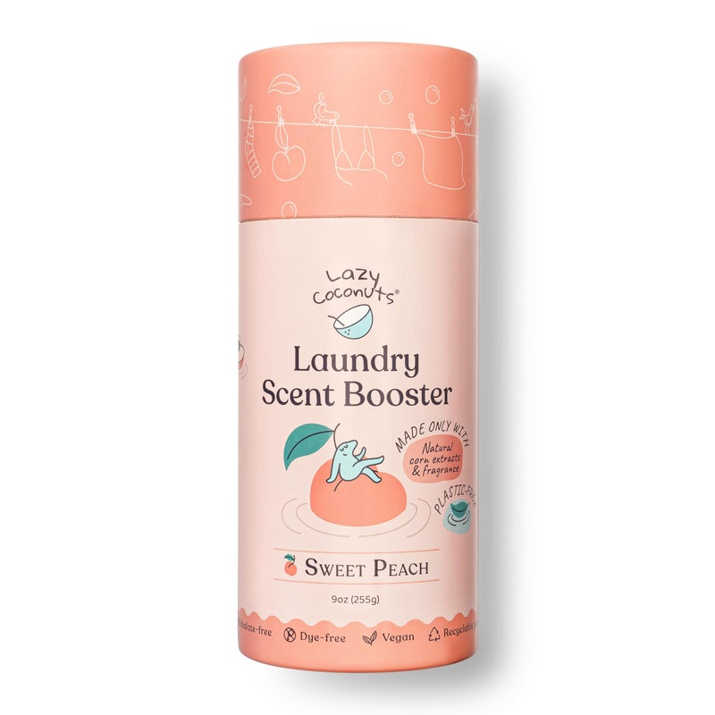 Lazy Coconuts Sweet Peach Laundry Beads - Eco Friendly, Plastic Free, Minimal, Natural Ingredients - Dye Free Laundry Scent Boosters, Zero Waste, Recyclable Package, Carbon Negative - Image 1