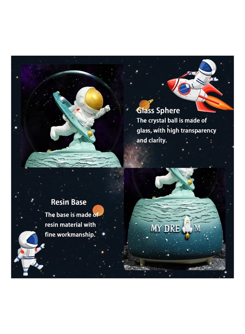 SYOSI Snow Globes for Kids, 80MM Sparkling Astronaut Toy with Music, Astronaut Music Box Birthday Decoration for Boys Girls Age 8-12  - Image 3