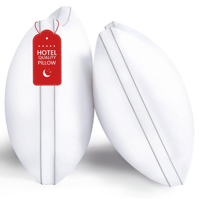 ROUMEA Pillows Queen Size Set of 2, Gusseted Bed Pillows for Sleeping 2 Pack, Luxury Hotel Quality, Supportive Queen Pillow with Soft Down Alternative for Back Stomach Side Sleepers, Machine Washable - Image 1