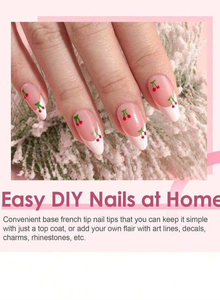 French Almond Shape False Nails, 12 Sizes Glossy Full Cover Artificial Nails, Acrylic Nails for Nail Extension for Professional Salons and Home Nail Art, 120pcs, Pink