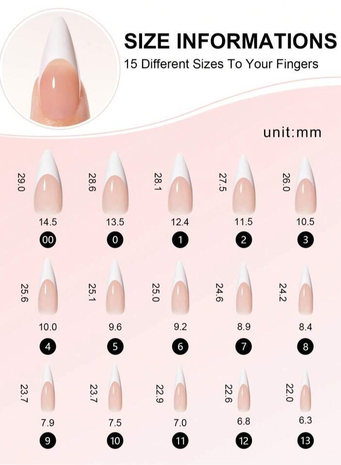 Sugar Girls Professional أظافر تركيب فرنش لوزي - 5 درجات بني نود موكا كراميل - Almond French Press On Nails - 120 قطعة 5 مقاسات - تركيب ذاتي قابل لإعادة الاستخدام - Image 2