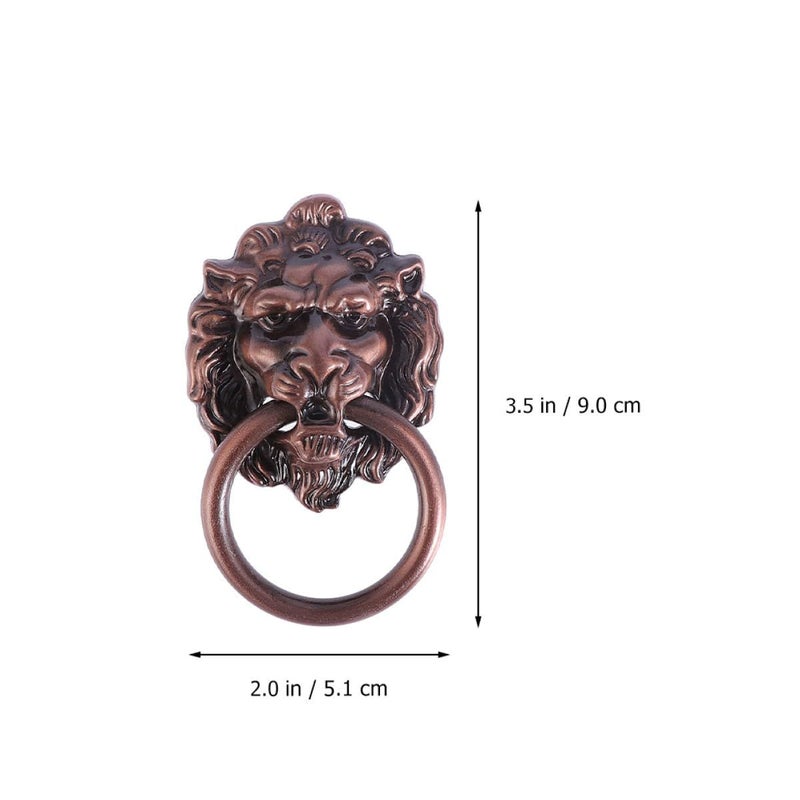 Zinc Alloy Lion Head Cabinet Knobs Antique Red Brushed Finish 5Pcs Set - Image 3