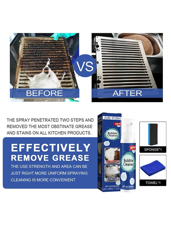 Bubble - Bubble Cleaner,Bubble Cleaner Foam Spray, All-Purpose Foaming Heavy Oil Stain Cleaner, Rinse-Free Cleaning Spray, Stubborn Grease & Grime Remover Bubble Spray - Image 1