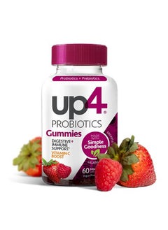 Probiotic Gummies For Men And Women Digestive And Immune Support With Prebiotics And Vitamin C Gluten Free Gelatin Free Vegan Nongmo 60 Count