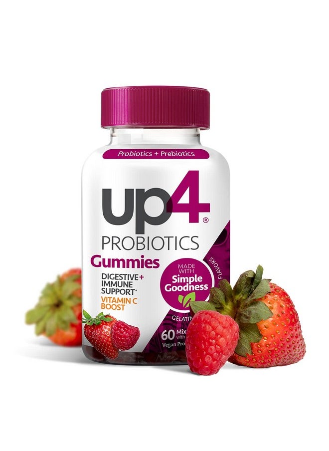 up4 - Probiotic Gummies For Men And Women Digestive And Immune Support With Prebiotics And Vitamin C Gluten Free Gelatin Free Vegan Nongmo 60 Count - Image 1