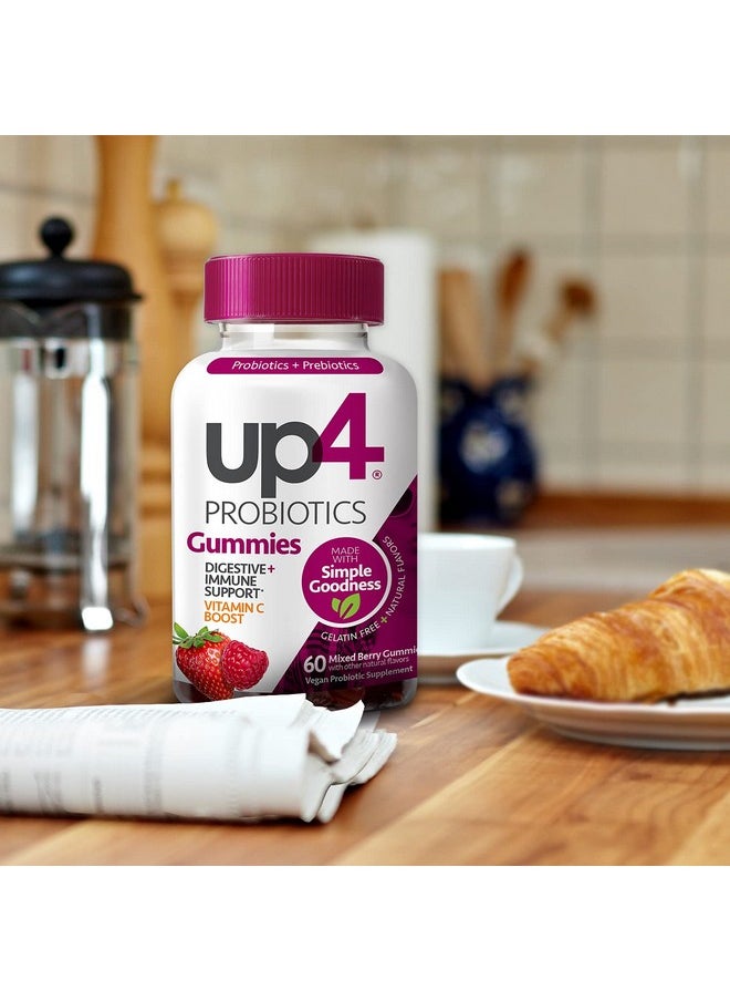 up4 - Probiotic Gummies For Men And Women Digestive And Immune Support With Prebiotics And Vitamin C Gluten Free Gelatin Free Vegan Nongmo 60 Count - Image 1
