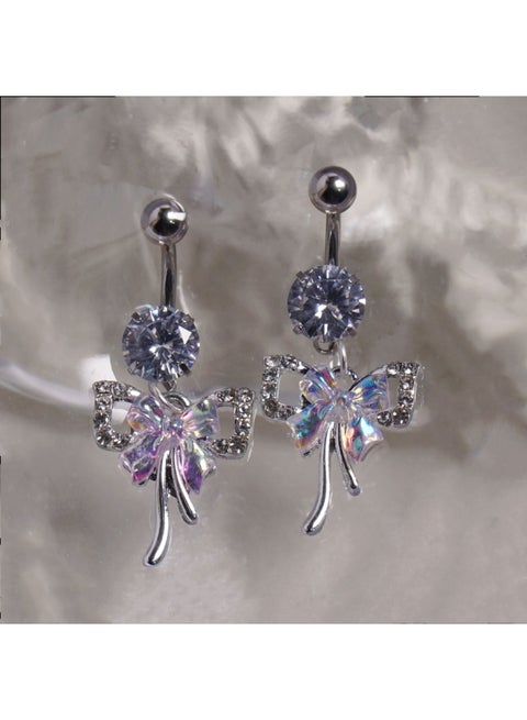 Bow Belly Button Nail Stainless Steel Iridescent Belly Button Ring 1.6 Thick Titanium Steel Explosion Flashing Belly Button Nail Wholesale Puncture Jewelry