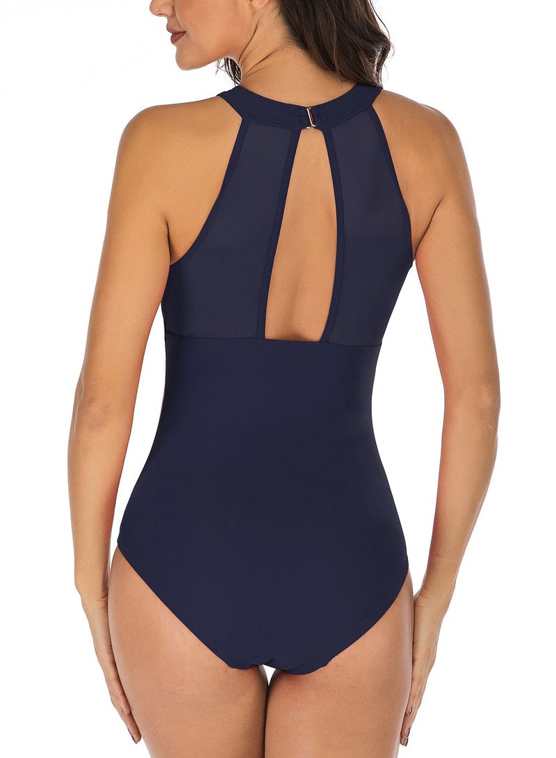 Loquat Solid Color Swimsuit Dark Blue  - Image 2