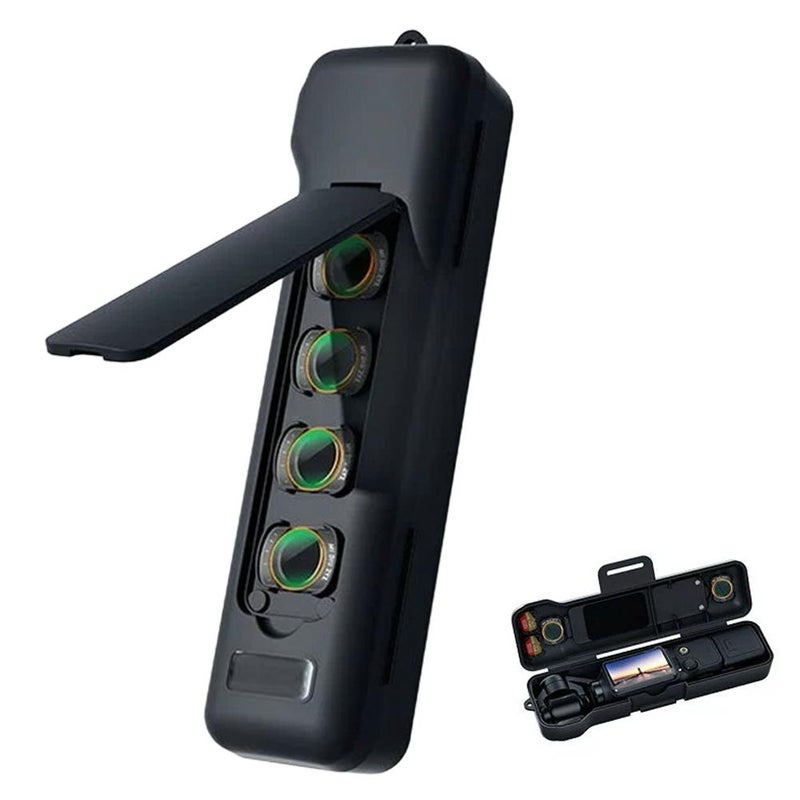 Compatible with DJI Pocket 4 flip case, full-coverage protective case, shockproof Pocket 3 filter storage case accessories - Image 2