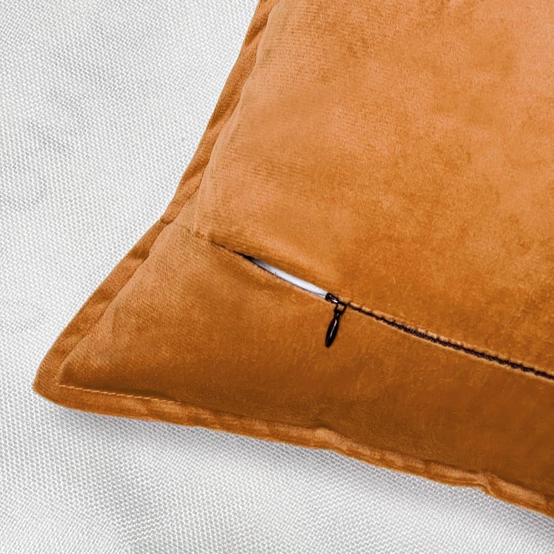 VAKADO Throw Pillow Covers 16x16 Set of 2 Pumpkin Fall Velvet Decor Decorative Couch Cushion Euro Pillowcases with Fringe Home Bed Decoration for Sofa Bedroom Office - Image 4