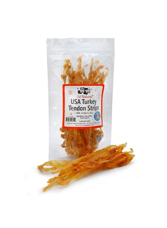 GOGO GOGO 3oz Turkey Tendon Strips Dog Chew Treats Sources and Made in The USA (1 Pack) - Image 1