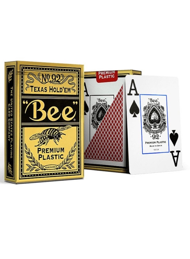 Bee Bee Entertainment-specific Playing Cards, Plastic Texas Hold'em Large-character Wide Cards, Waterproof And Durable, Imported, Red - Image 1