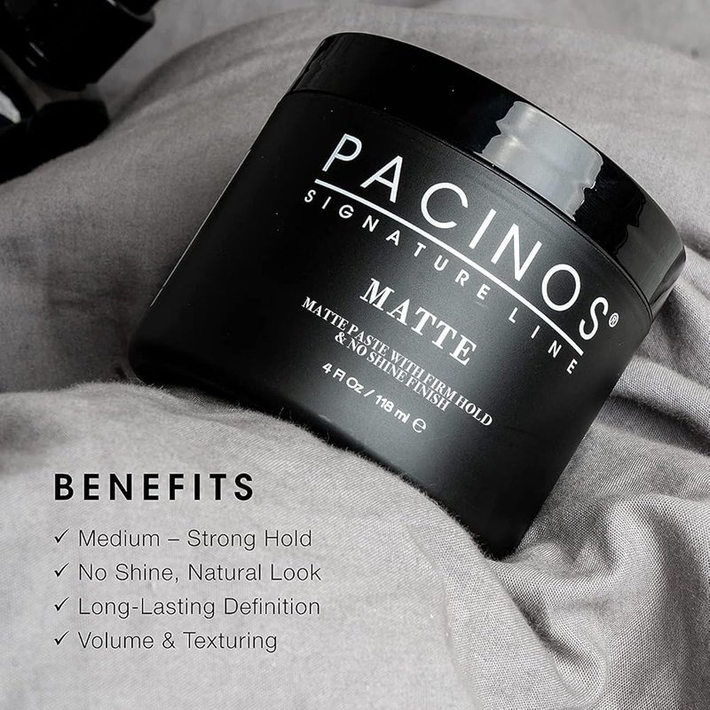 Pacinos Matte Hair Paste - Firm Hold, No Shine, Sculpting & Styling Wax, Long Lasting Definition & Texture, No Flakes, All Hair Types, 4 fl. oz. - Image 4