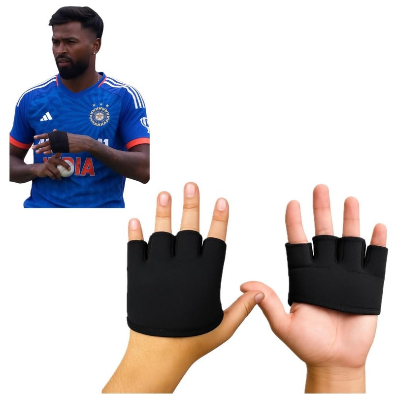 قفازات كريكيت مقطوعة الأصابع، جلد لايكرا، خفيفة الوزن، متعددة الاستخدامات للعب في الملعب، التدريب، التقاط الكرات، الحفاظ على الويكيت، بطانات الضرب مع إدخالات هلامية