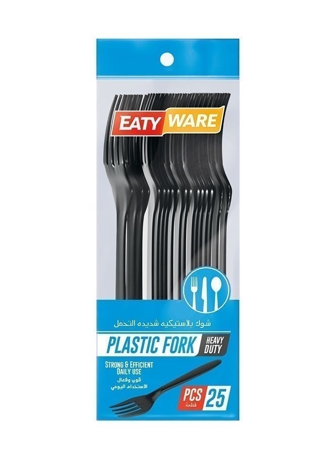 EATYWARE شوكة بلاستيكية ثقيلة الاستخدام ذات الاستخدام الواحد سوداء