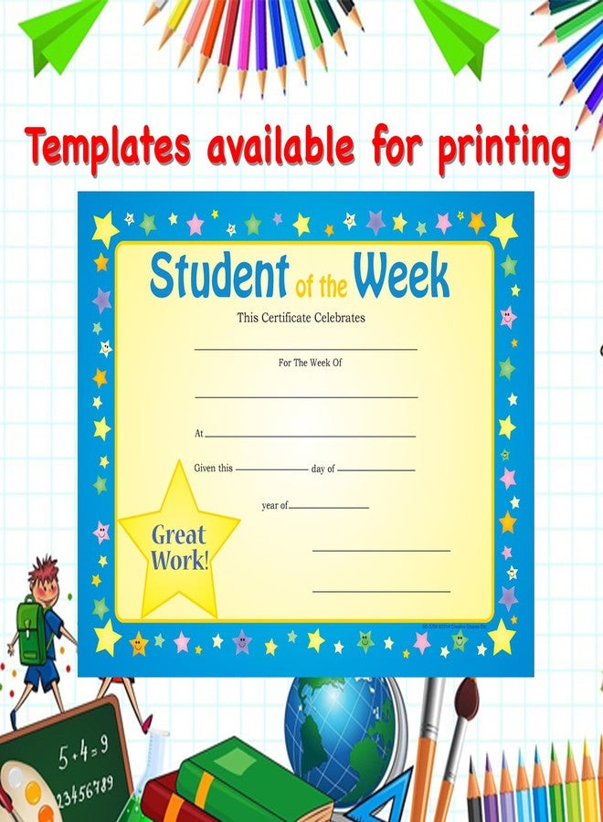 SHAPES ETC. 30pcs Student of The Week Recognition Certificates 11inx8.5in Colorful Award Kids Student Graduations Moving Up Ceremonies Achievement Days Banquets Academic Competitions USA Made - Image 4