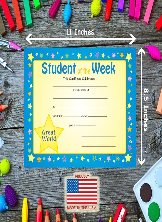 SHAPES ETC. 30pcs Student of The Week Recognition Certificates 11inx8.5in Colorful Award Kids Student Graduations Moving Up Ceremonies Achievement Days Banquets Academic Competitions USA Made - Image 3