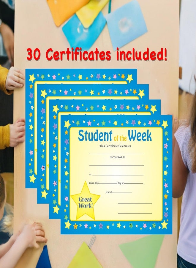 SHAPES ETC. 30pcs Student of The Week Recognition Certificates 11inx8.5in Colorful Award Kids Student Graduations Moving Up Ceremonies Achievement Days Banquets Academic Competitions USA Made - Image 5