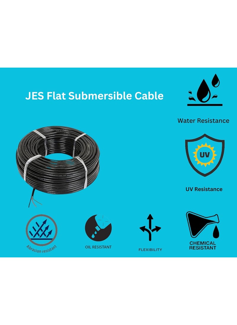 JES JES Eco Series Copper 3 Core Flat Cable for Submersible Pumps and Motors15 Sq 60 Meter Black Color  - Image 5