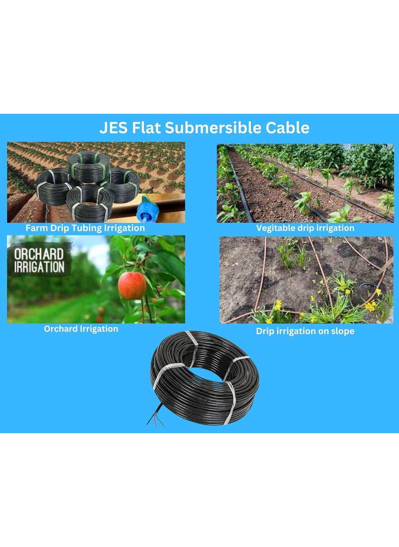 JES JES Eco Series Copper 3 Core Flat Cable for Submersible Pumps and Motors15 Sq 60 Meter Black Color  - Image 4