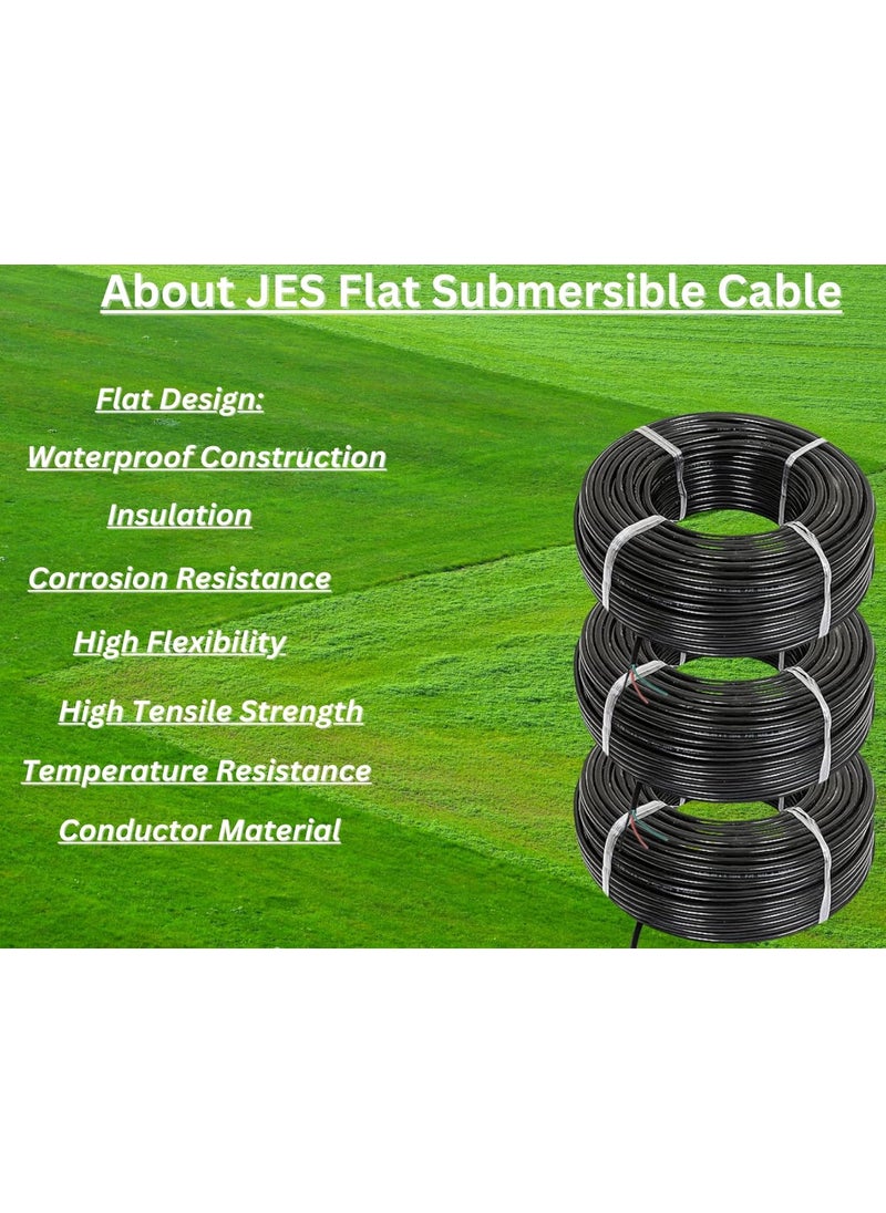 JES JES Eco Series Copper 3 Core Flat Cable for Submersible Pumps and Motors15 Sq 60 Meter Black Color  - Image 2