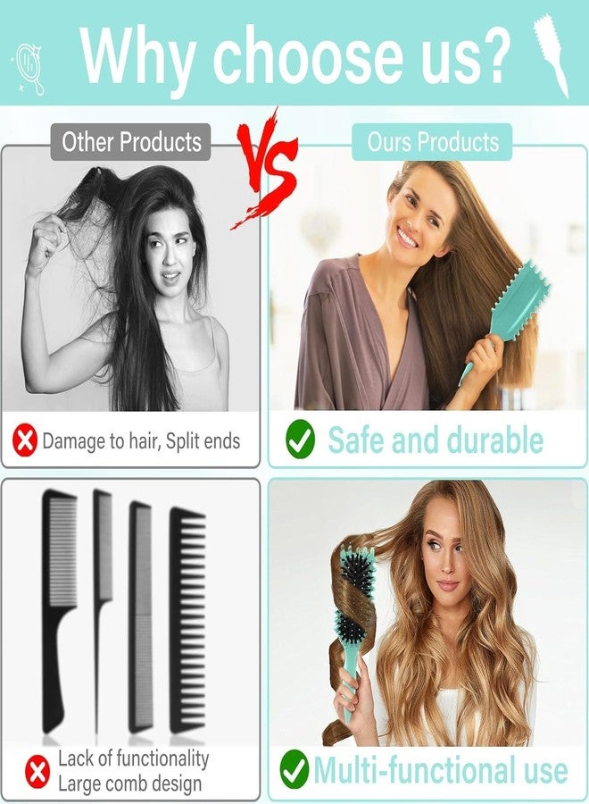 KRIVTEJ Detangling Hair Brush for Women & Girls - Anti-Static Wet & Dry Hair Brush with Scalp Massage Bristles, Curly, Wavy & Straight Hair, Tangle-Free Smooth Styling Comb - Image 5