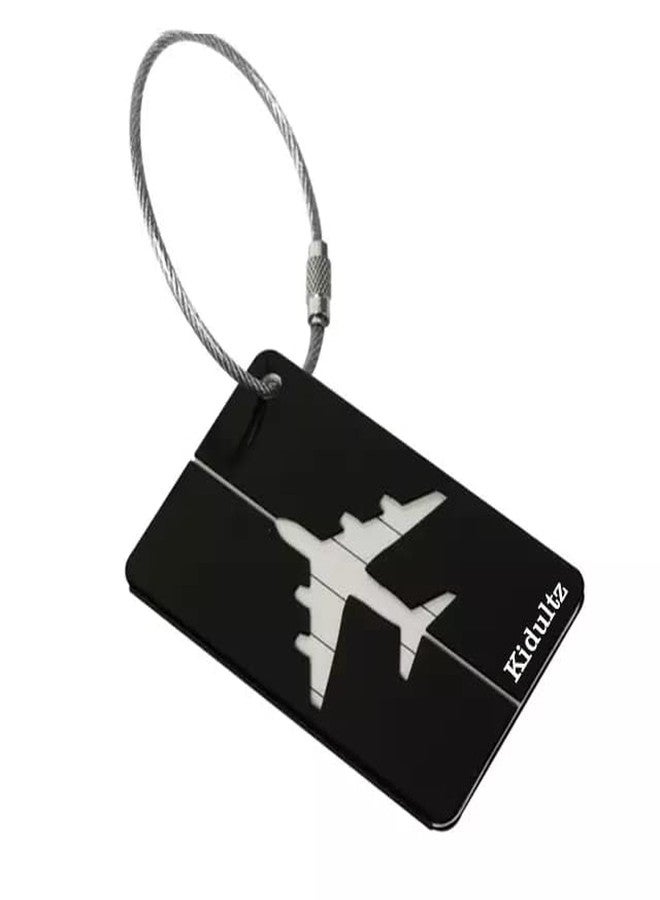 كيدولتز مجموعة من 5 قطع من بطاقات الأمتعة المعدنية المصنوعة من سبائك الألومنيوم من كيدولتز، مزودة بحلقة من الفولاذ المقاوم للصدأ مضادة للكسر، لتحديد هوية حقائب السفر، وحقائب المدرسة والمكتب (أسود). - Image 3