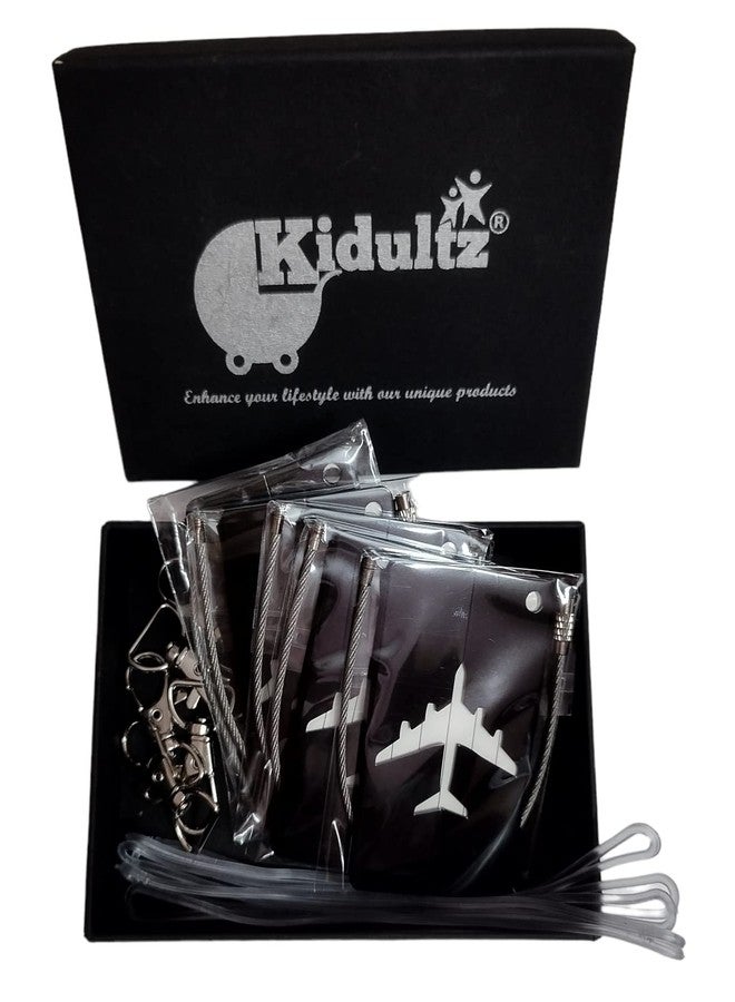 كيدولتز مجموعة من 5 قطع من بطاقات الأمتعة المعدنية المصنوعة من سبائك الألومنيوم من كيدولتز، مزودة بحلقة من الفولاذ المقاوم للصدأ مضادة للكسر، لتحديد هوية حقائب السفر، وحقائب المدرسة والمكتب (أسود). - Image 1