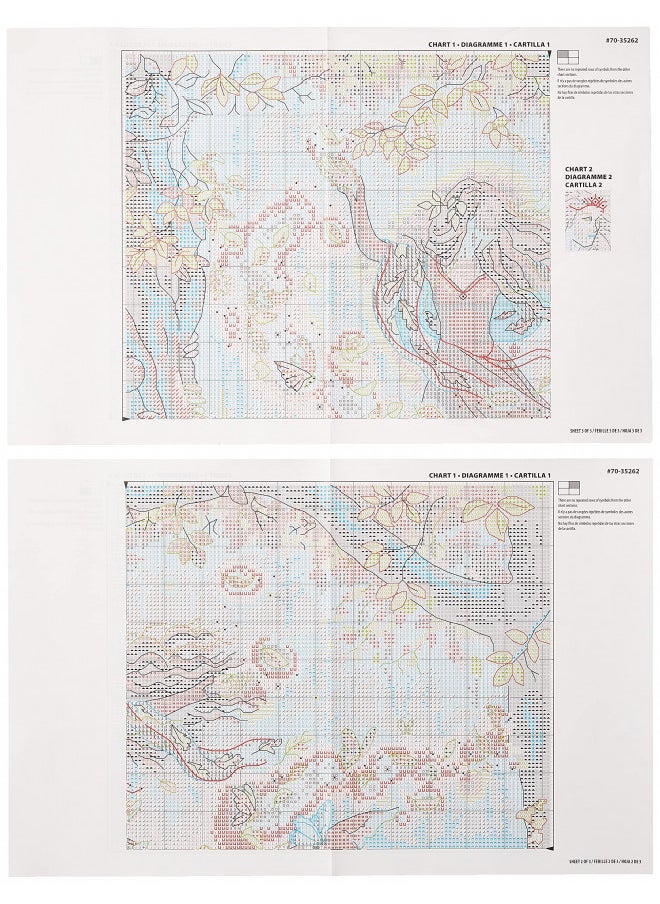 Dimensions - Dimensions Advanced Counted Cross Stitch Kit, Fall Fairy, 16 Count Dove Grey Aida, 14'' x 12'',Gold - Image 1
