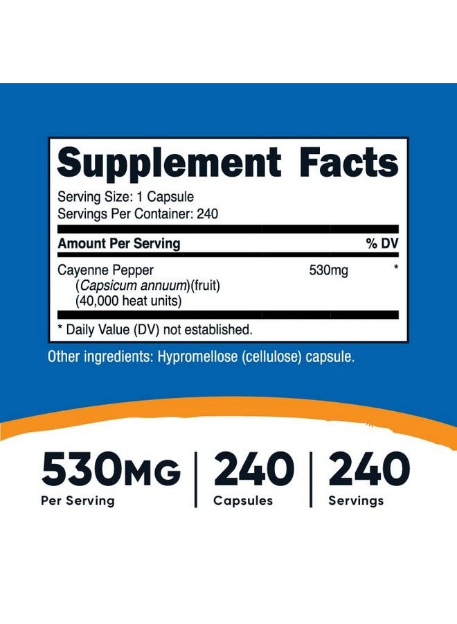 Nutricost Cayenne Pepper 530Mg 240 Capsules 40 000 Heat Units Gluten Free Non Gmo - Image 3