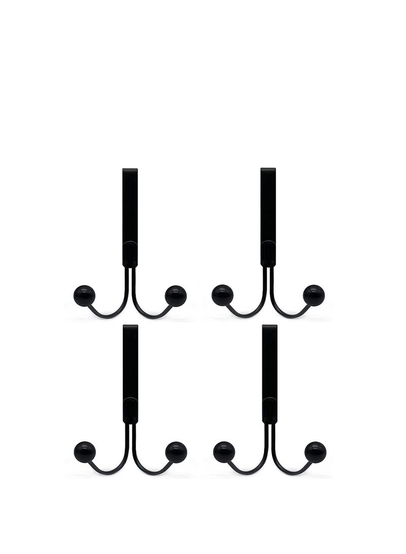 SYOSI Over The Door Hooks for Clothes Metal Over The Door Hanger 2 Hooks Over Door Hooks for Hanging Coat Bag Robe Hat Scarf Black  - Image 1