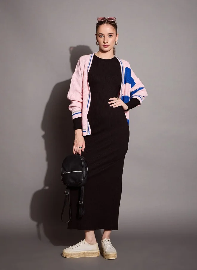 SASSAFRAS Black Bodycon Maxi Dress for Women