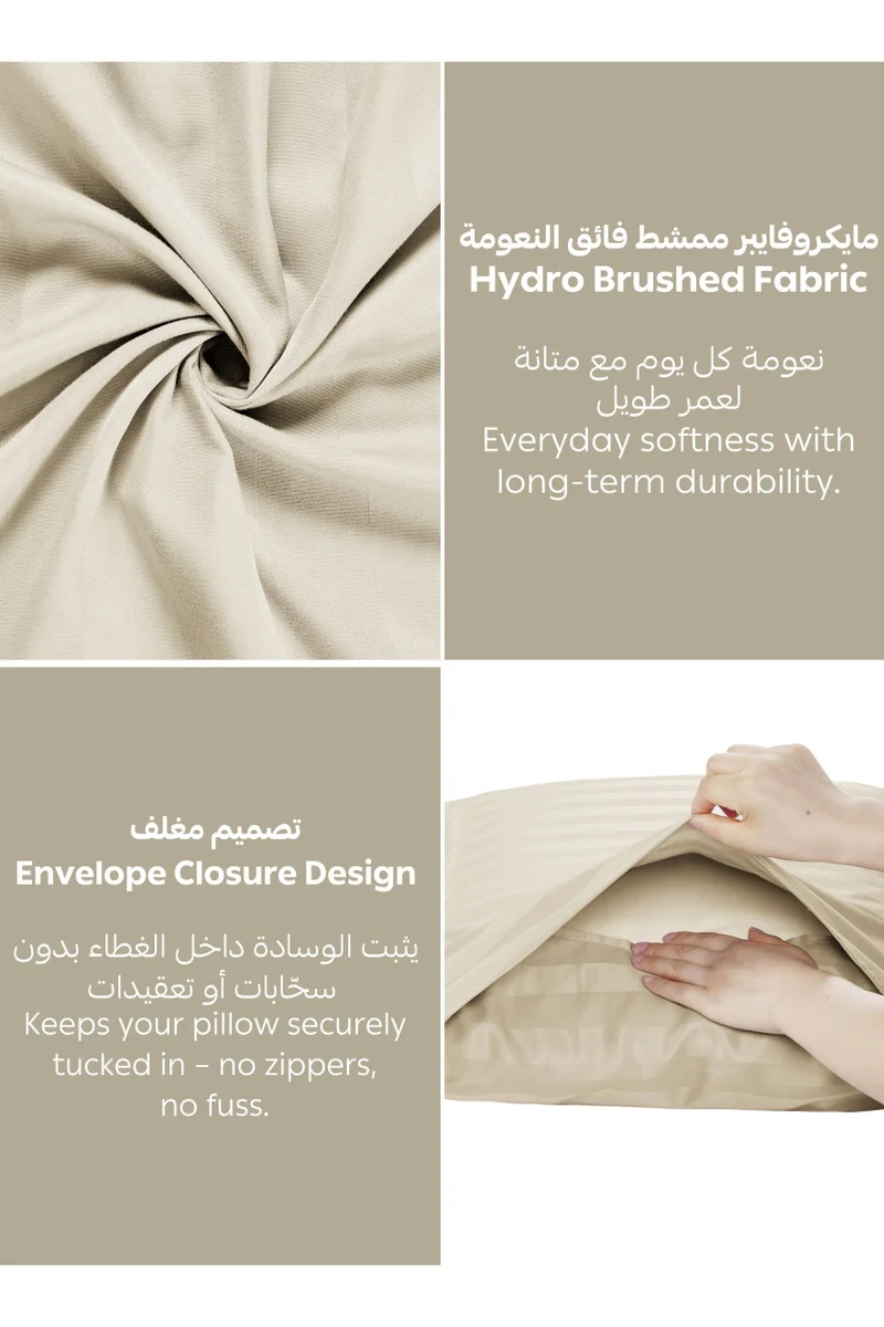 Donetella KING (180x200cm) Premium 3 Piece – 180x200 cm King Striped Fitted Sheet, and 35 cm Deep Pocket, Secure All-Around Elastic Fit, No Excess Fabric.  | Best Price UAE