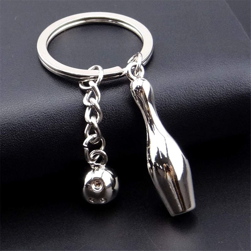 COSTOYFUN Mini Cute Soccer Keychain Bowling Tennis Baseball Keychain for Men Women Boys Girls Gift, Bowling, One size - Image 4