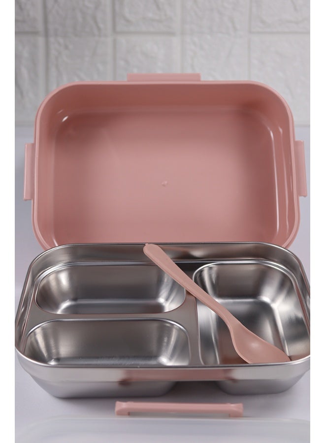 توشيونيكس صندوق غداء من الفولاذ المقاوم للصدأ بثلاثة أقسام وملعقة - حاوية طعام مانعة للتسرب - صينية قابلة للإزالة - آمنة للاستخدام في الميكروويف - خالية من مادة BPA - آمنة للاستخدام في غسالة الأطباق - آمنة للاستخدام في الفريزر - مثالية للمكتب والمدرسة والسفر وصالة الألعاب الرياضية - سعة 1.4 لتر - Image 5