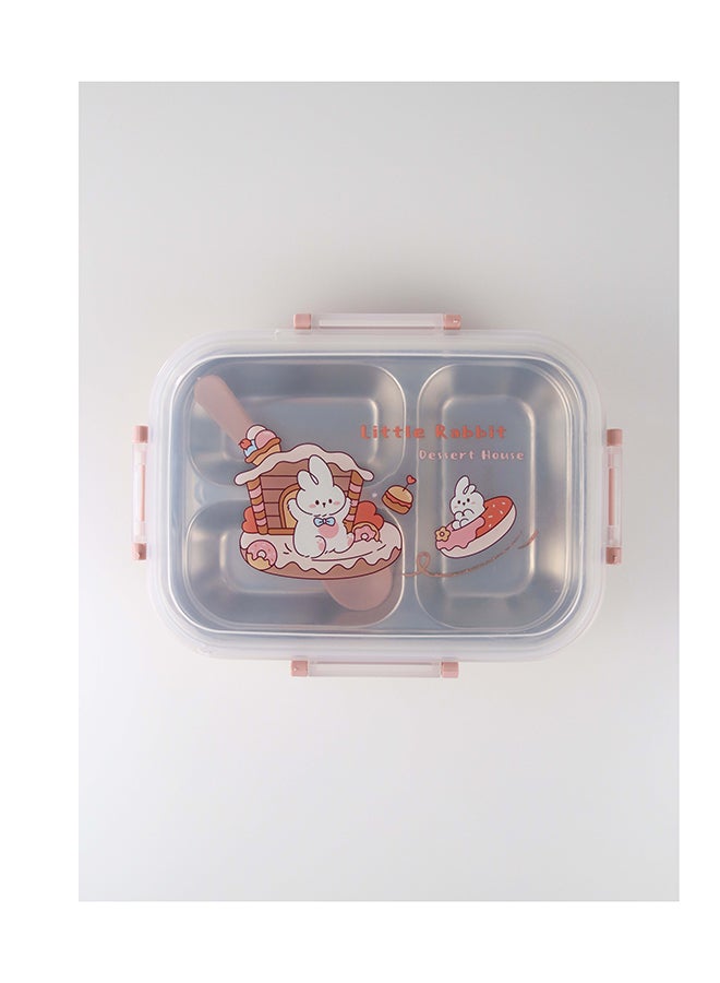 توشيونيكس صندوق غداء من الفولاذ المقاوم للصدأ بثلاثة أقسام وملعقة - حاوية طعام مانعة للتسرب - صينية قابلة للإزالة - آمنة للاستخدام في الميكروويف - خالية من مادة BPA - آمنة للاستخدام في غسالة الأطباق - آمنة للاستخدام في الفريزر - مثالية للمكتب والمدرسة والسفر وصالة الألعاب الرياضية - سعة 1.4 لتر - Image 1