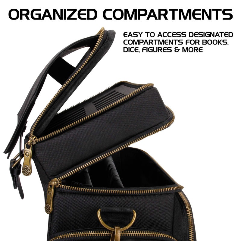 ENHANCE Tabletop DnD Bag - RPG Adventurer's Dungeons and Dragons Accessories Bag with Miniatures Storage, Mat Holder, DnD Dice & Token Pockets, Fits 4-8 DnD Books, DM Guide, Player's Handbook (Black) - Image 3