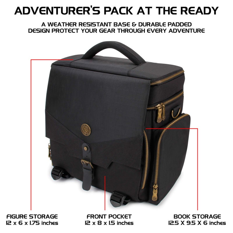 ENHANCE Tabletop DnD Bag - RPG Adventurer's Dungeons and Dragons Accessories Bag with Miniatures Storage, Mat Holder, DnD Dice & Token Pockets, Fits 4-8 DnD Books, DM Guide, Player's Handbook (Black) - Image 2
