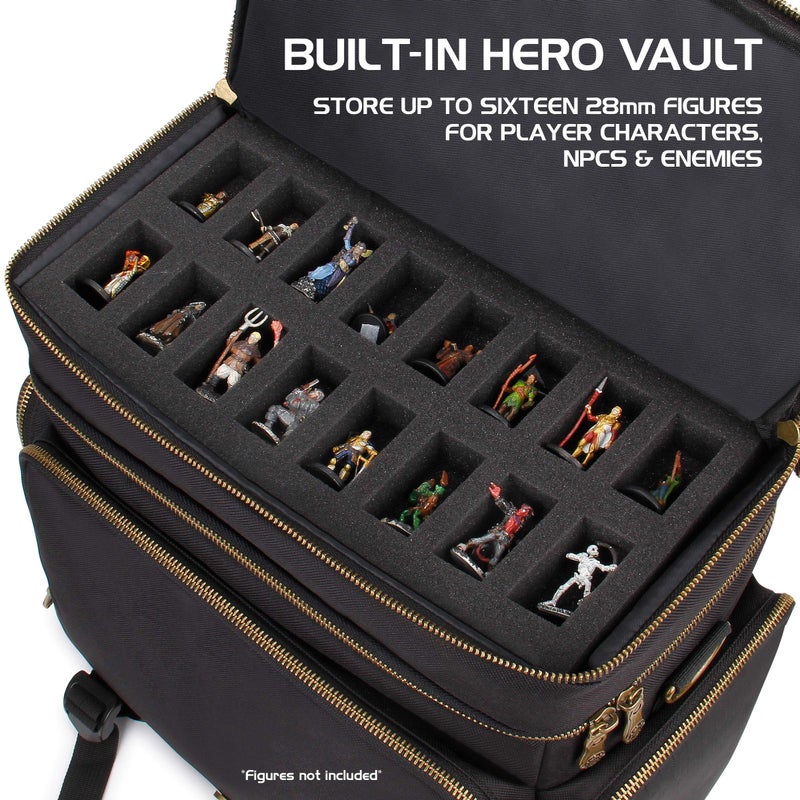 ENHANCE Tabletop DnD Bag - RPG Adventurer's Dungeons and Dragons Accessories Bag with Miniatures Storage, Mat Holder, DnD Dice & Token Pockets, Fits 4-8 DnD Books, DM Guide, Player's Handbook (Black) - Image 4