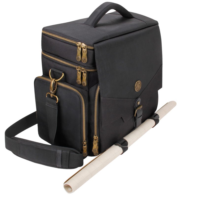 ENHANCE Tabletop DnD Bag - RPG Adventurer's Dungeons and Dragons Accessories Bag with Miniatures Storage, Mat Holder, DnD Dice & Token Pockets, Fits 4-8 DnD Books, DM Guide, Player's Handbook (Black) - Image 1