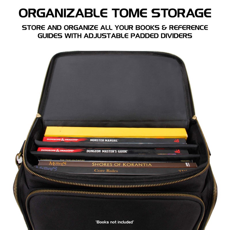 ENHANCE Tabletop DnD Bag - RPG Adventurer's Dungeons and Dragons Accessories Bag with Miniatures Storage, Mat Holder, DnD Dice & Token Pockets, Fits 4-8 DnD Books, DM Guide, Player's Handbook (Black) - Image 5
