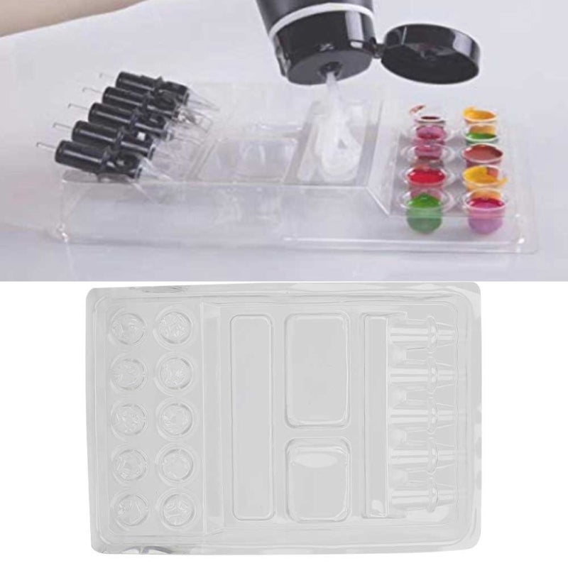 Disposable Tattoo Tray: 5 Needle Slots 10 Pigment Slots Multi-functional - Safe Sanitary Non-toxic Tattoo Accessory for Tattoo Artists

```：，：
1. Disposable Tattoo Tray、Tattoo Accessory，；
2. 5 Needle - Image 1