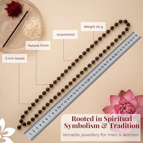 SRM's Divinely Divinely 100% Natural Karungali Malai Original 6mm | Certified Copper Thread Karungali Mala 54+1 Beads | Black Ebony Wood Necklace for Japa, Meditation & Spiritual Balance | Free Yoga eBook & 30-Day Warranty - Image 5