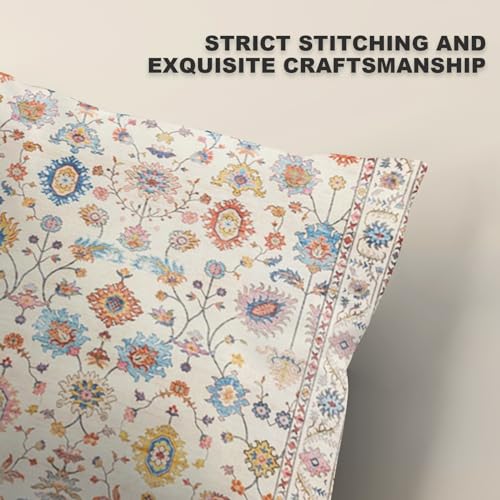 ZSYTZL Boho Throw Pillow Covers 18x18 inch Set of 2,Soft Pillowcases Bohemia Carpet Printing Pattern Decorative Sofa Living Room Bed Square Pillow Case Cushion Cover-Flower - Image 5