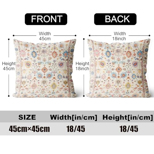 ZSYTZL Boho Throw Pillow Covers 18x18 inch Set of 2,Soft Pillowcases Bohemia Carpet Printing Pattern Decorative Sofa Living Room Bed Square Pillow Case Cushion Cover-Flower - Image 2