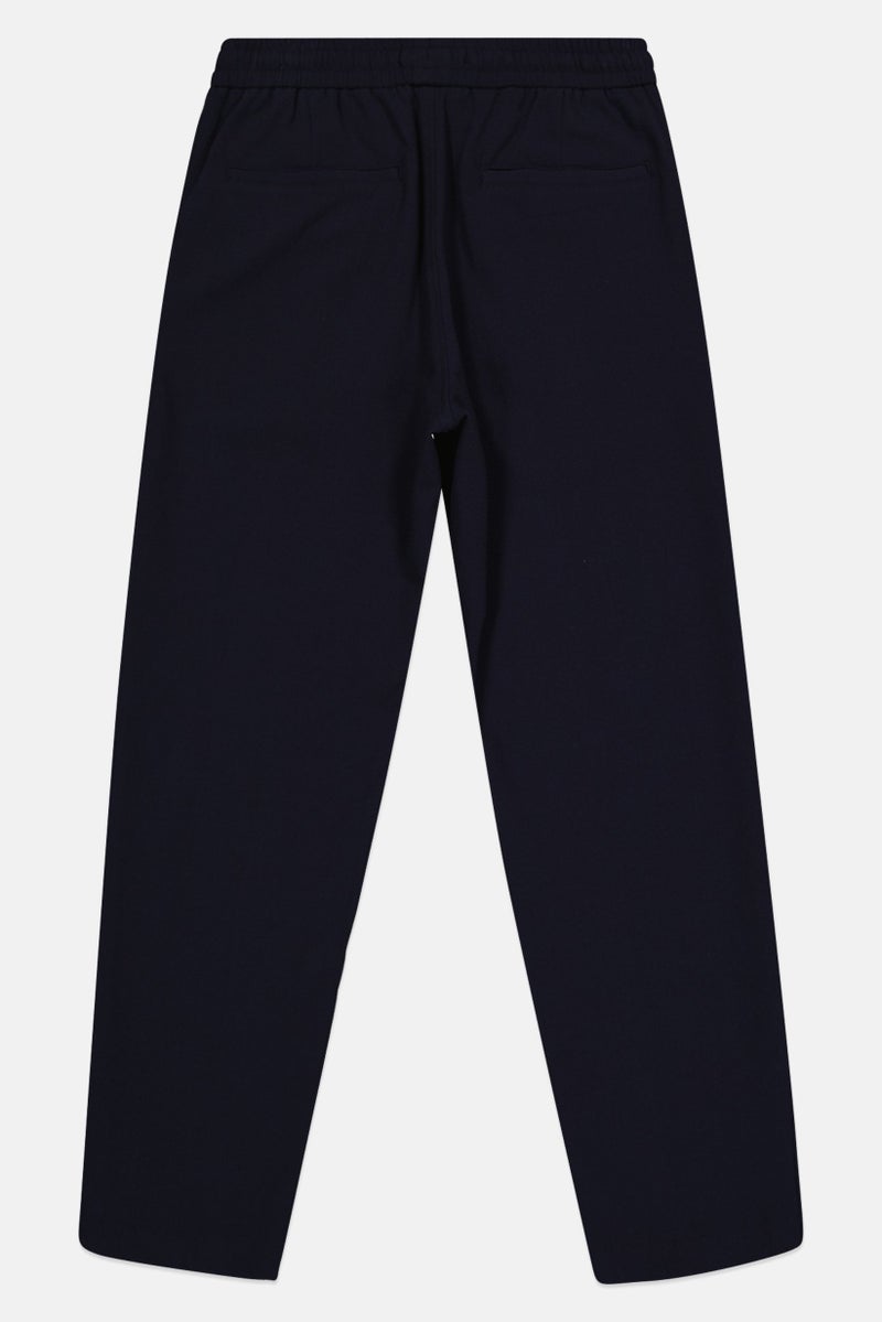 Celio Men Regular Fit Solid Straight Leg Pants, Navy - Image 3